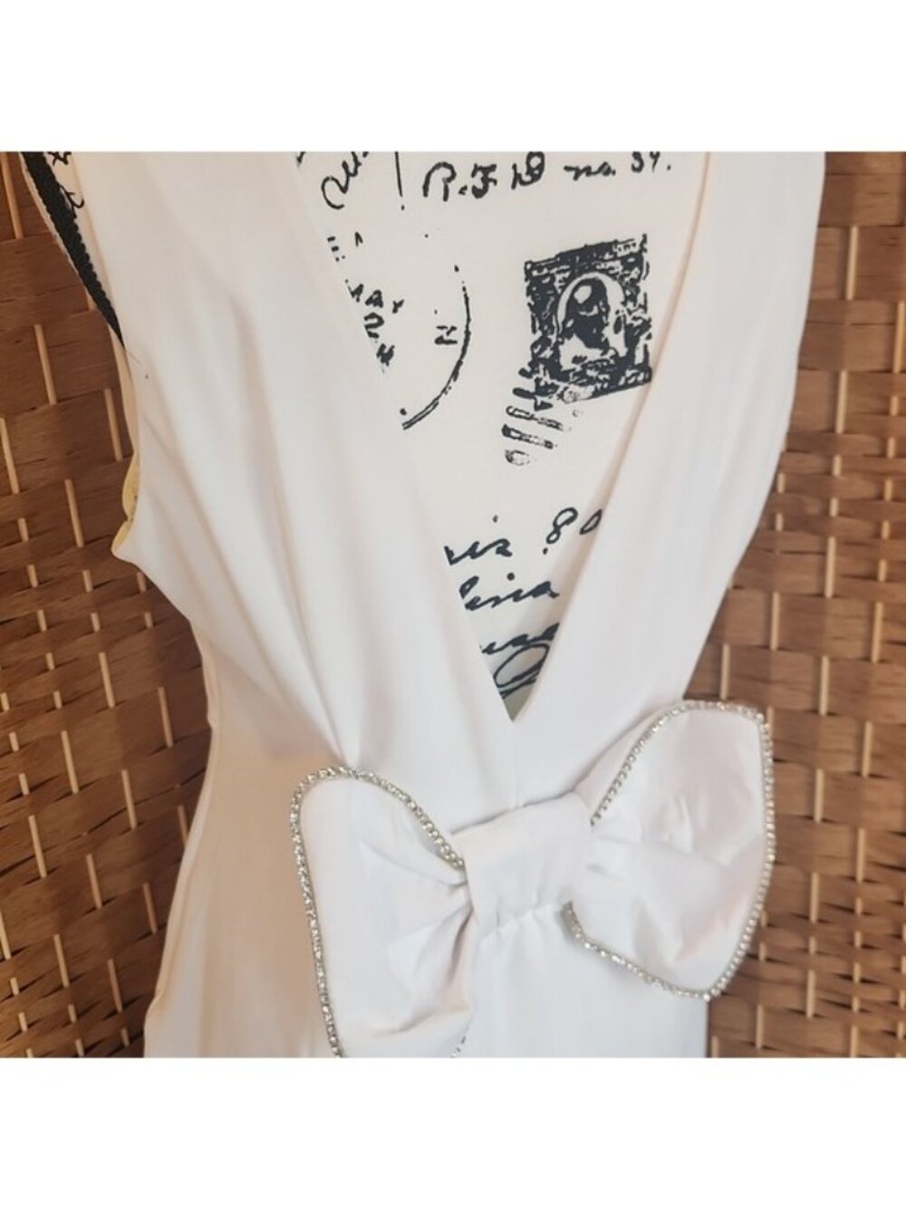 New York & Company, White Sleeveless Low V-Back Mini Dress Sz L - Picture 4 of 12